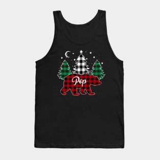 Pop Bear Buffalo Red Plaid Matching Family Christmas Tank Top